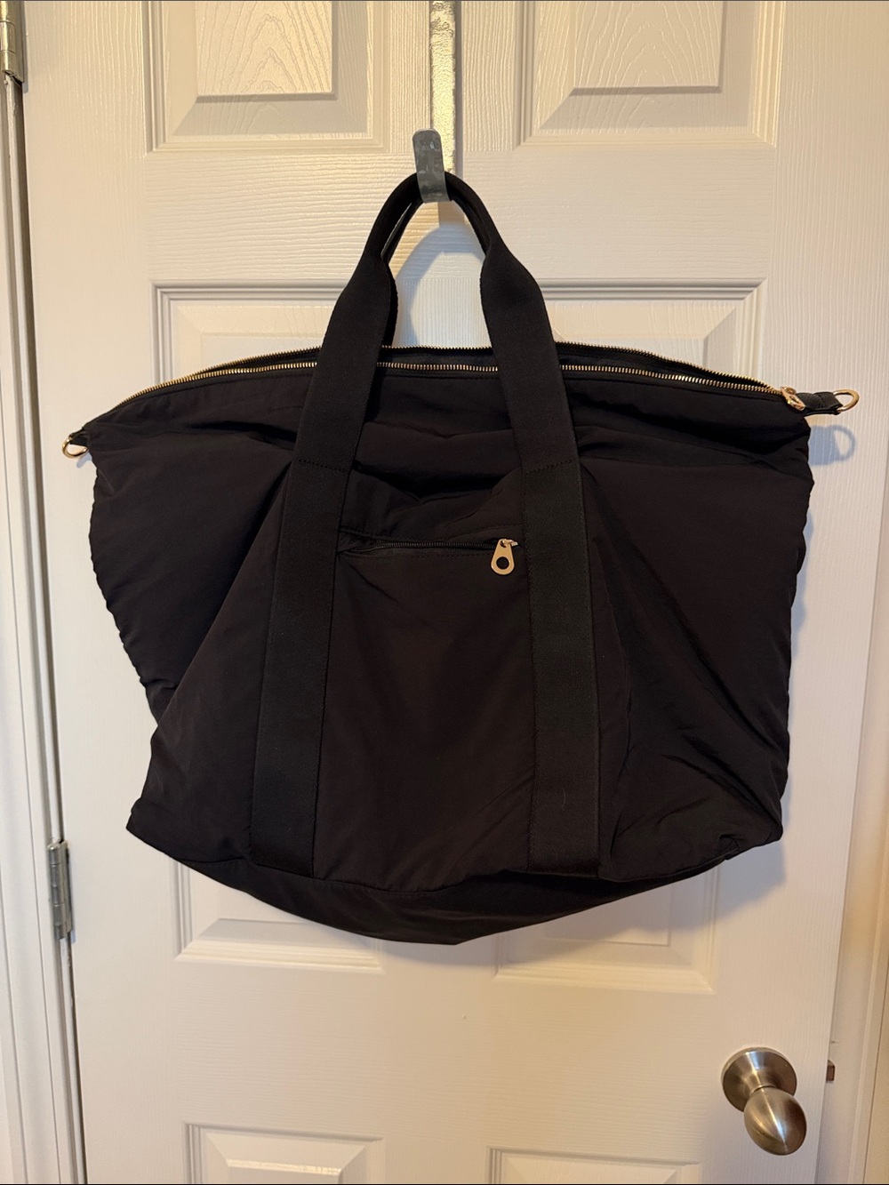 Universal Thread Black Quilted Tote with Gold Hardware